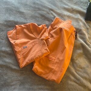 Figs Orange Scrub Top and Pants Set